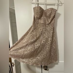 David’s bridal strapless lace dress!